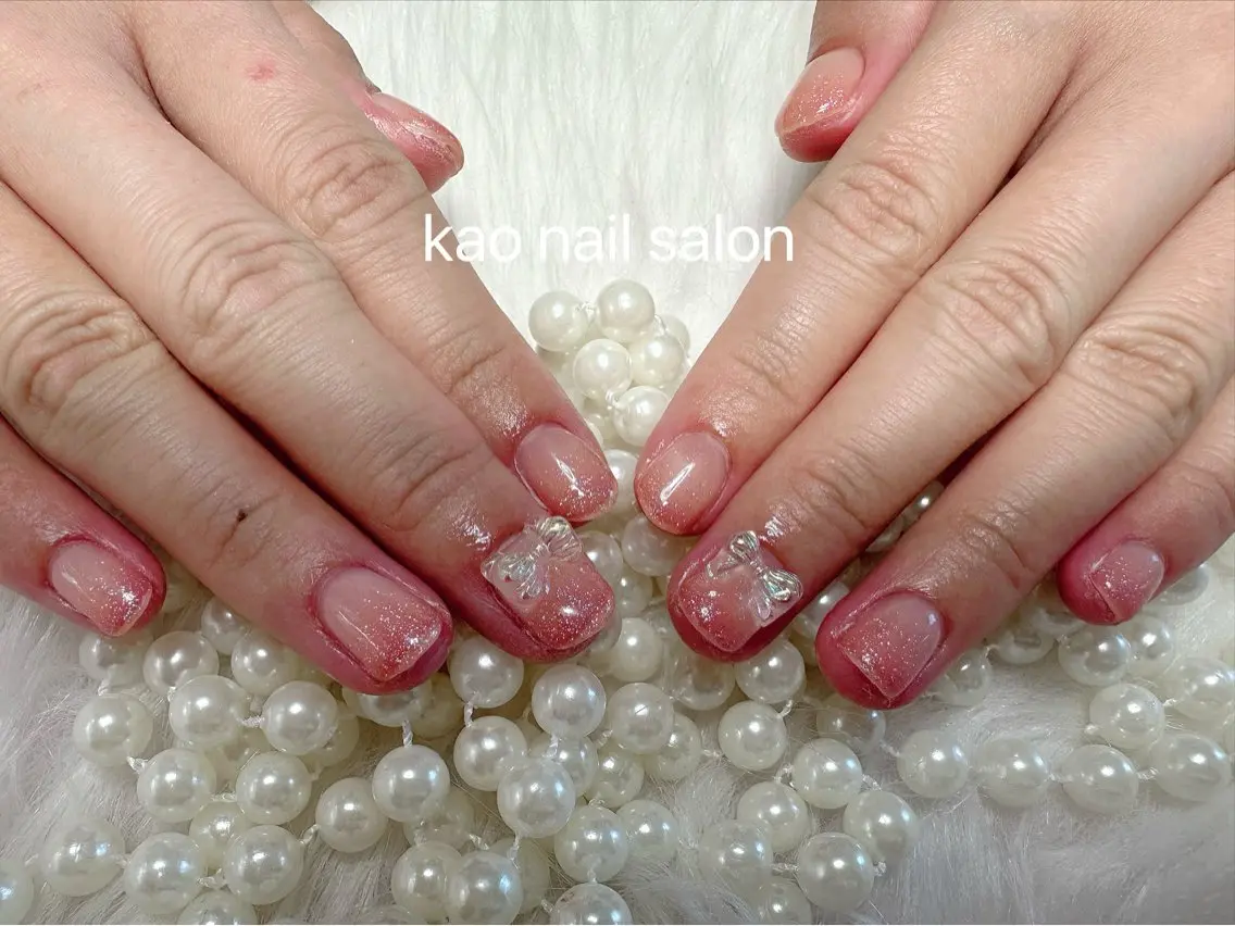 ネイル チークネイル 長さ出し フレンチネイル ジェルネイル ガラスフレンチ ハンドネイル kao nail マグネット/長さだしのネイルデザイン