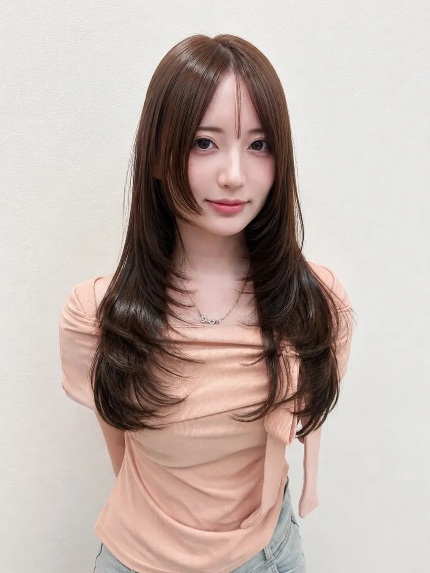 ロング カラー 長谷川 愛花のヘアスタイル