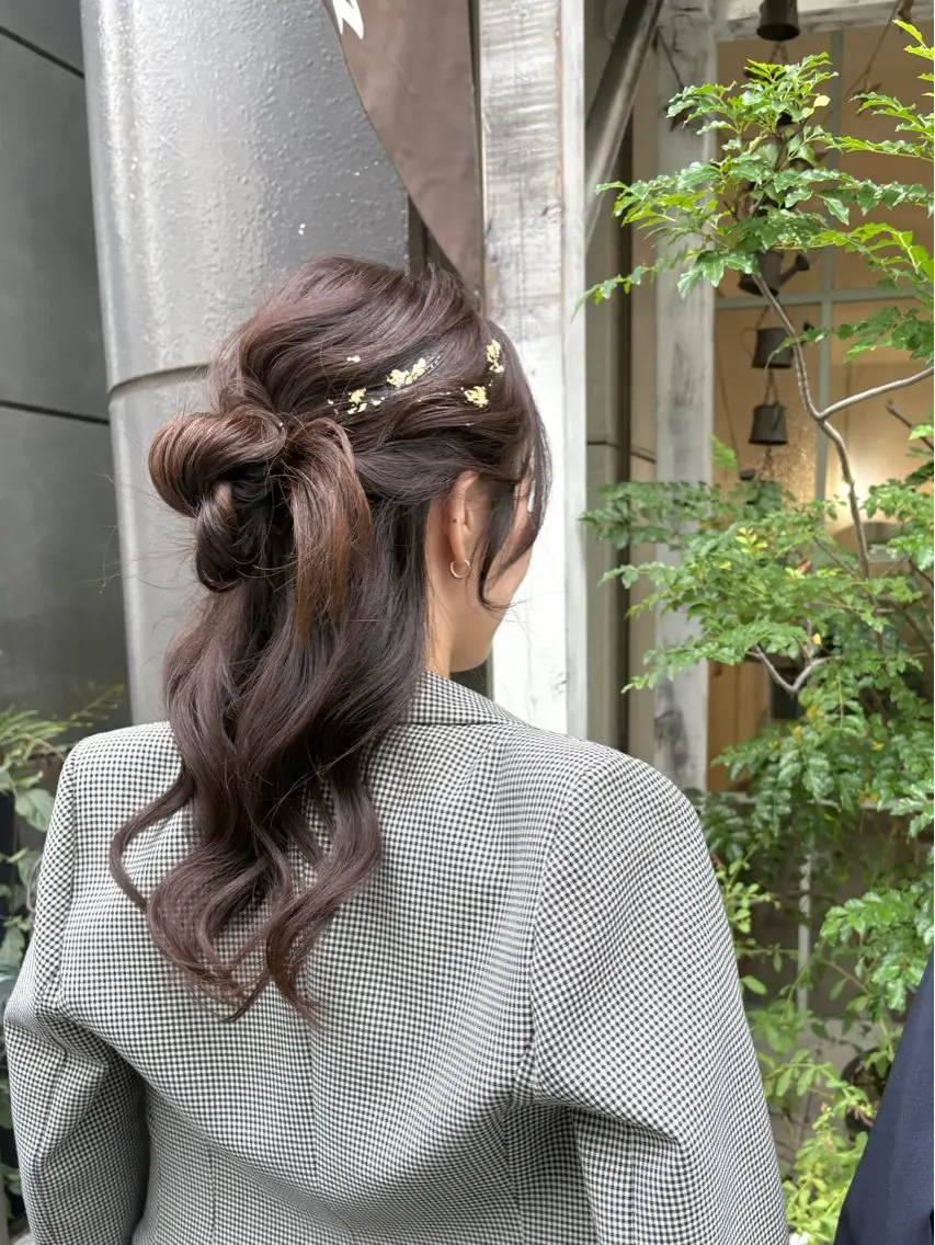 ロング お団子ヘア ヘアセット 鈴木 奈波のヘアスタイル