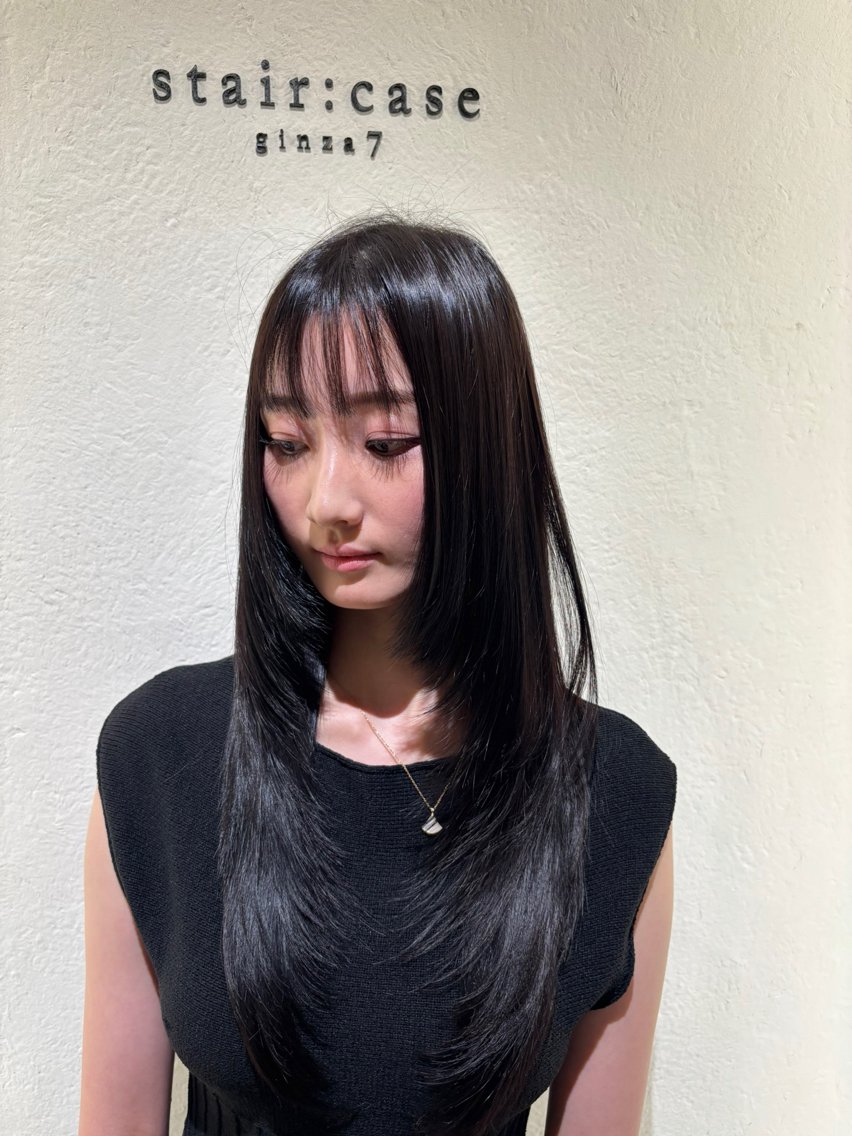 ロング パーマ ロングレイヤー レイヤーカット ロング 縮毛矯正 カット 💚お客様満足度 No.1西村怜悧💚のヘアスタイル