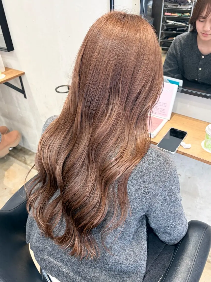 ロング カラー ブリーチ ダブルカラー ブリーチなしカラー カット ヘアカラー みわ/博多 ブリーチ/メンズヘアのヘアスタイル