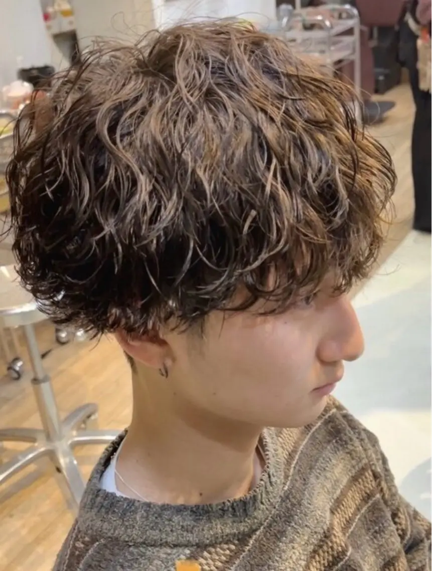 ショート メンズ カット パーマ 湯浅禅也/プードル /波巻きパーマ/栄のヘアスタイル