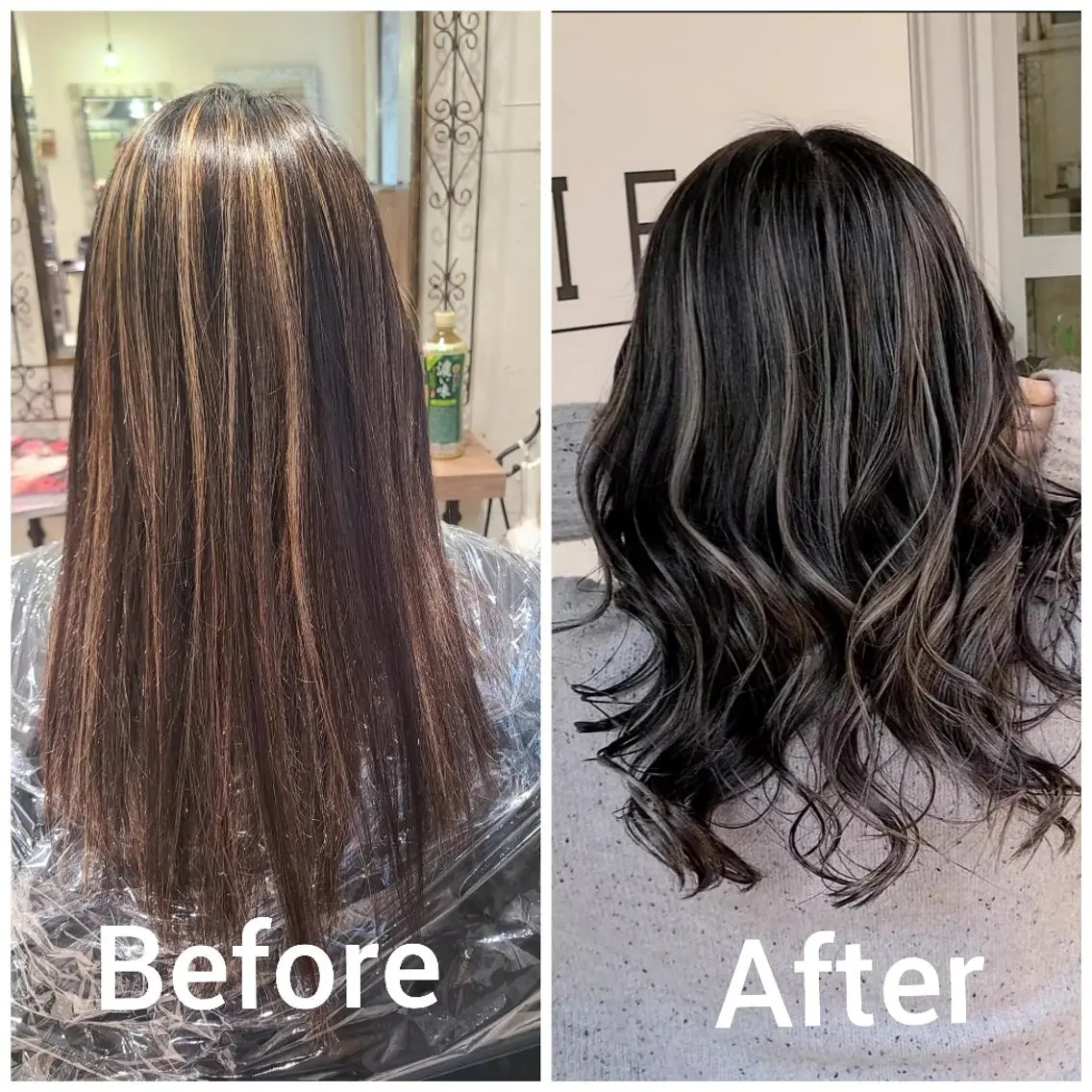 ロング カラー アッシュ アッシュグレー バレイヤージュ ベージュカラー ブリーチ ヘアカラー バレイヤージュ/ ハイライト/大内格のヘアスタイル