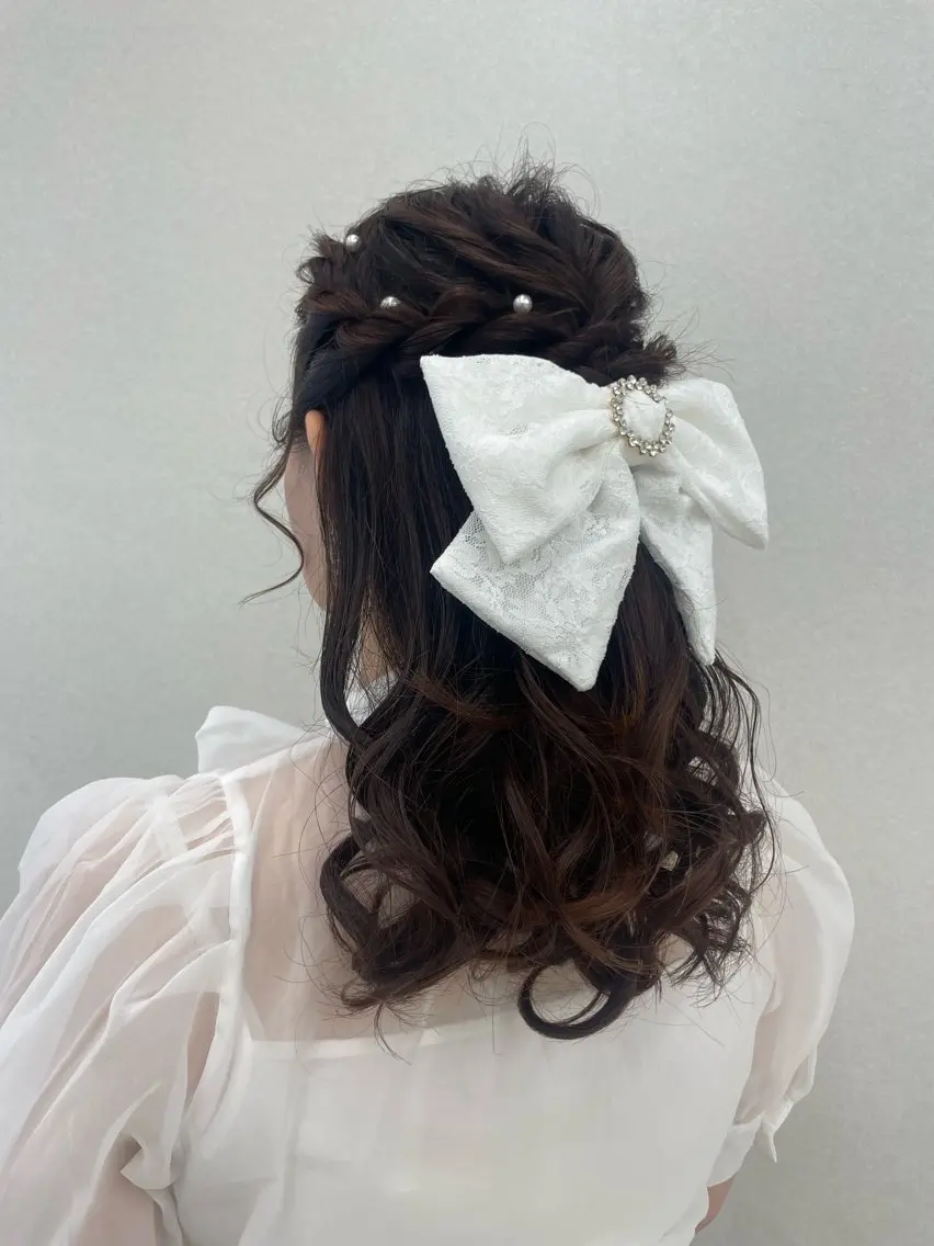 ロング ヘアアレンジ ハーフアップ CARELLY Rukaのマツエク・マツパデザイン