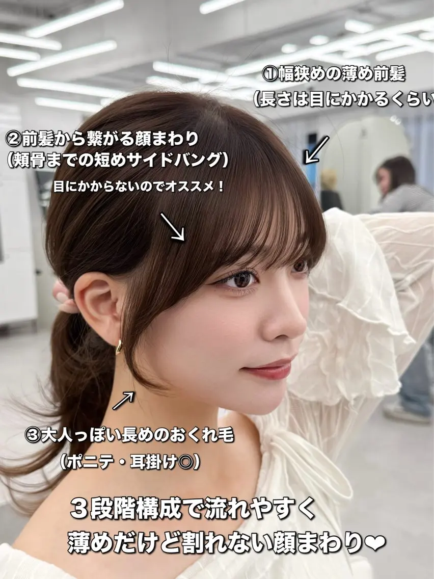 セミロング カット ヘアカラー トリートメント 割れない顔まわり× 小顔補正レイヤー難波のヘアスタイル