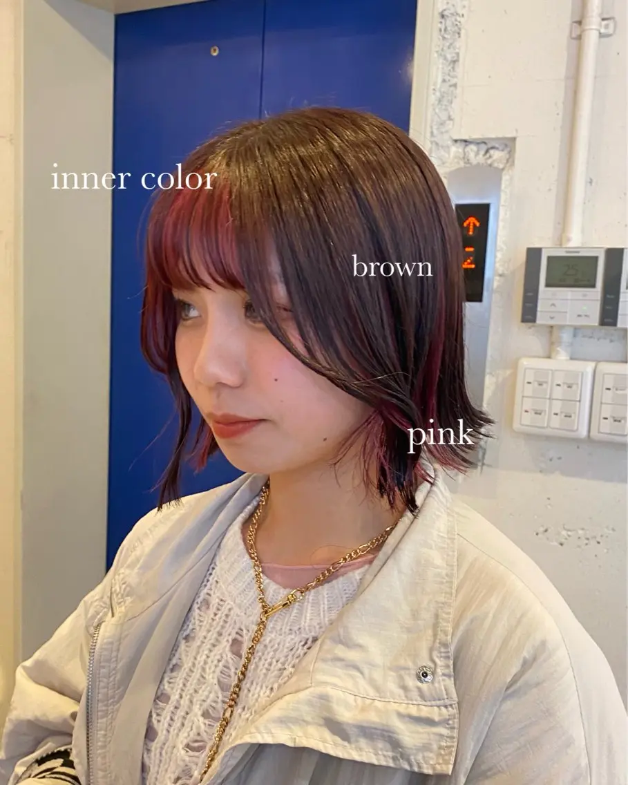 ミディアム カラー ヘアカラー トリートメント レイヤーボブ/ 艶カラー/サナ🌼のヘアスタイル