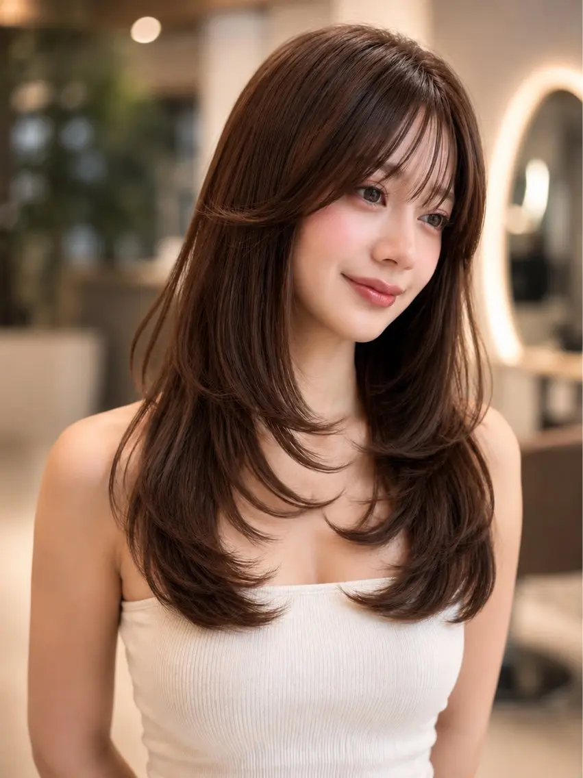 ロング カラー 似合わせカット ヘアカラー トリートメント レイヤー/髪質改善 Lond ambreのヘアスタイル