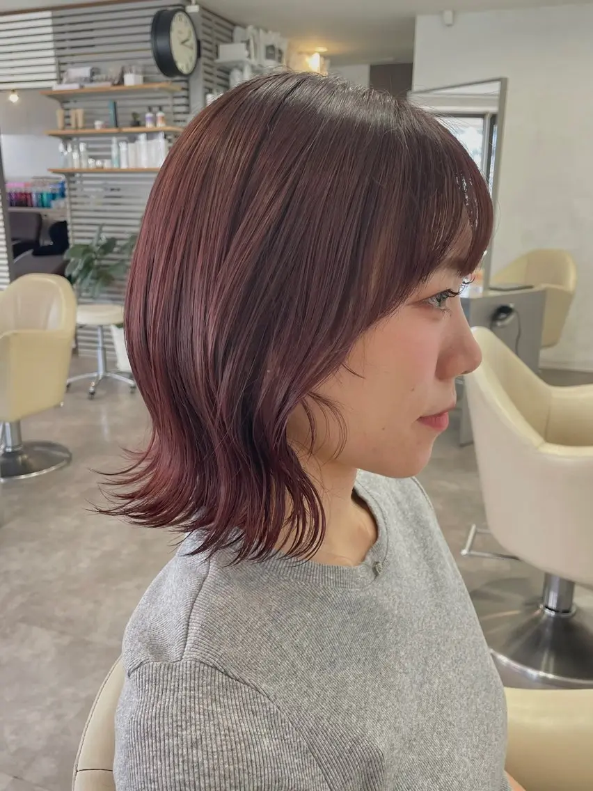 ミディアム カラー ブリーチ ブラウンカラー ブリーチなしカラー レッドカラー レッドブラウン ヘアカラー 『SiLO』 rumiのヘアスタイル