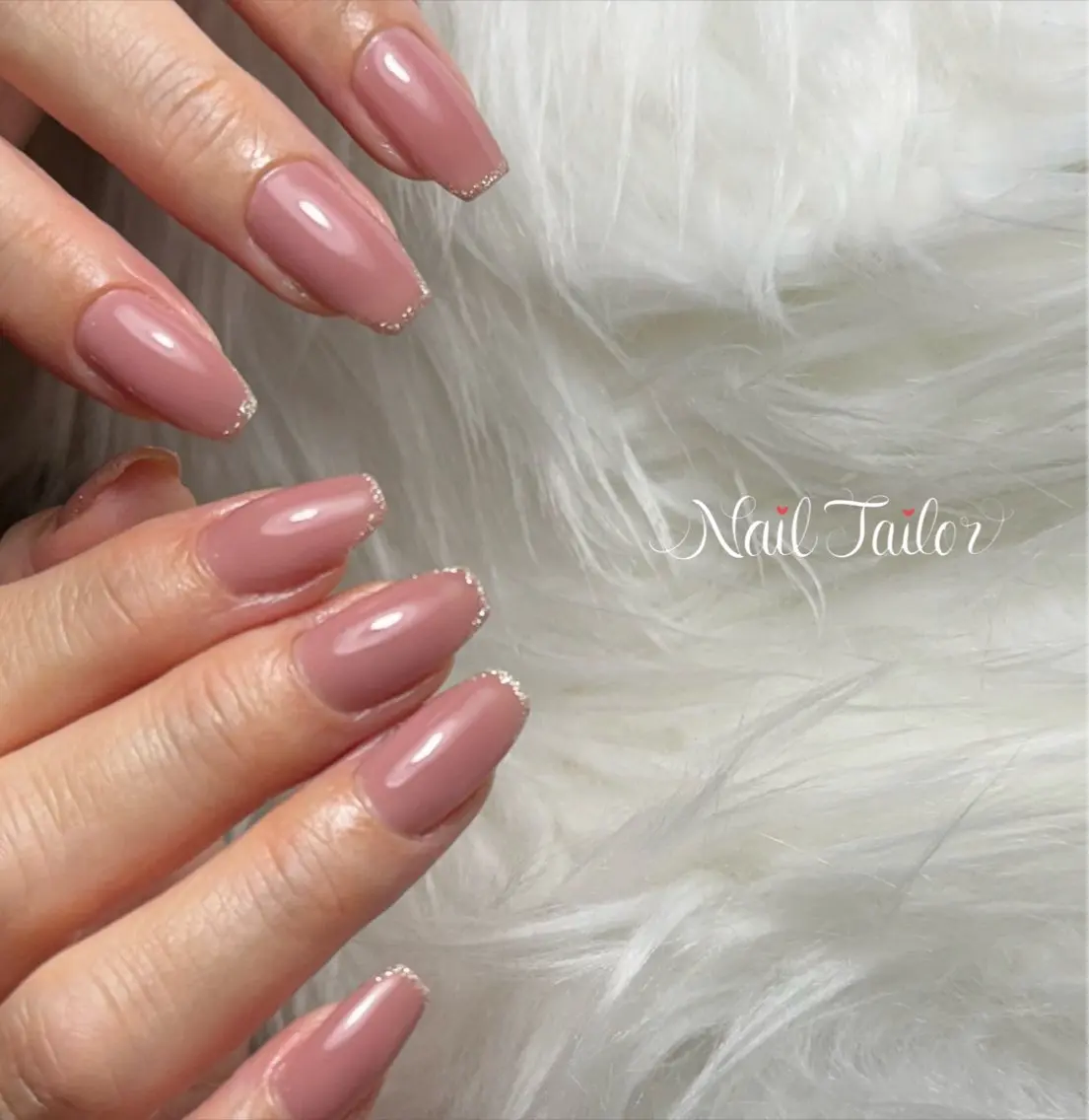ネイル ラメ(グリッター) オフィスネイル ワンカラーネイル ピンク シルバー ハンドネイル NailTailor ネイルテイラーのネイルデザイン
