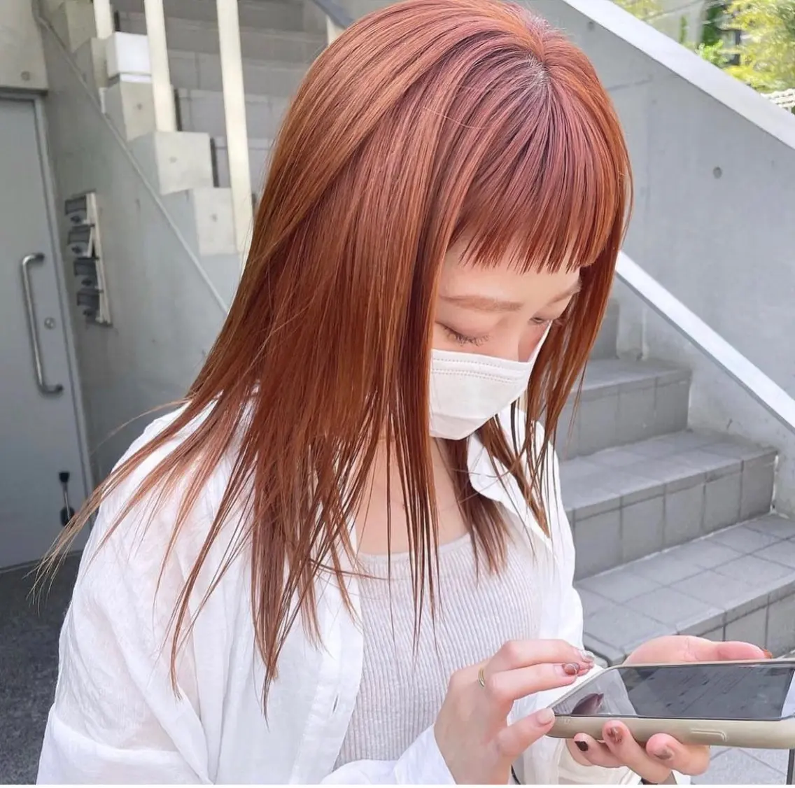 ロング カラー オレンジ カット ヘアカラー 暖色カラー/ピンク カラー/HARUKAのヘアスタイル