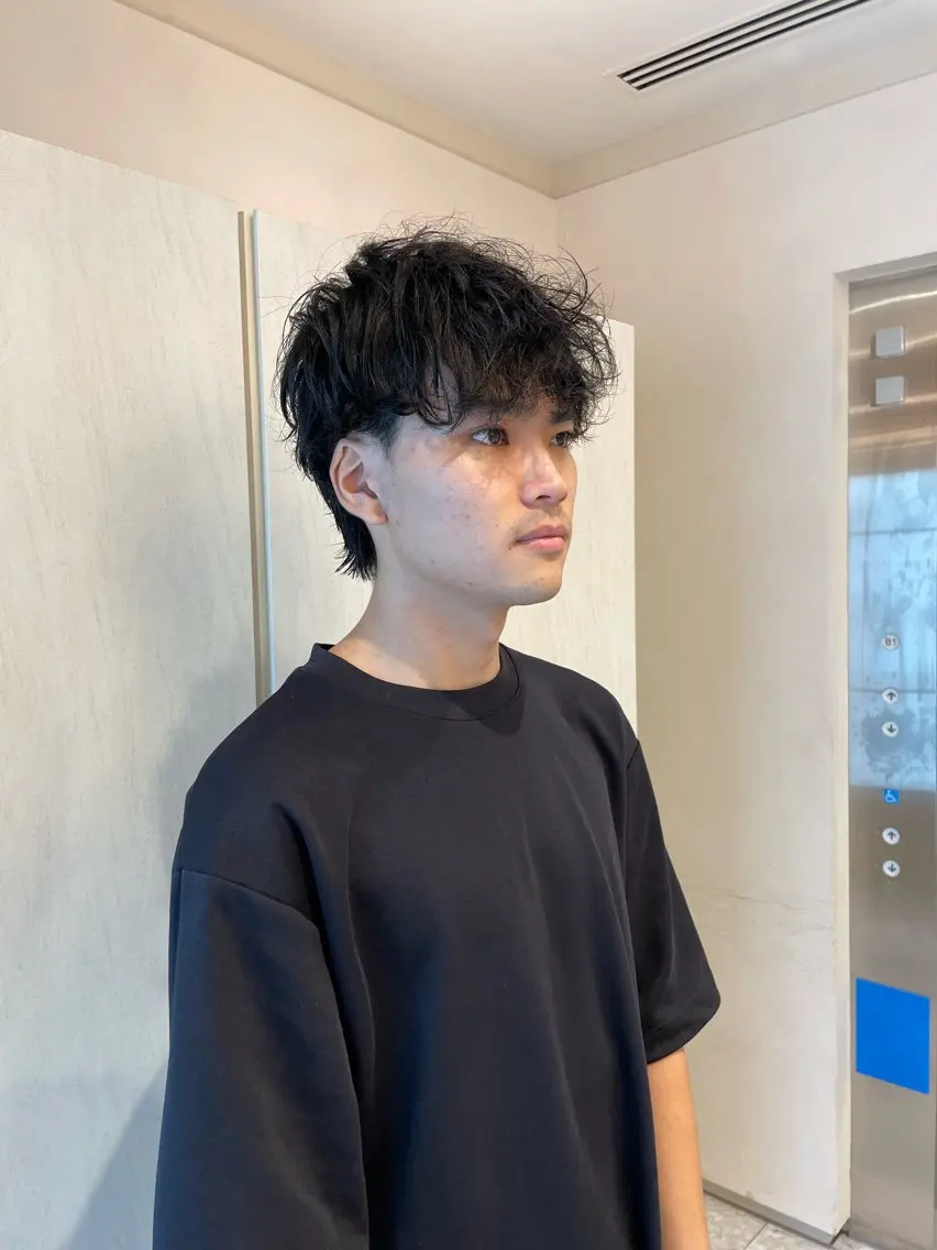 メンズ マッシュ メンズパーマ カット 本城 紗良のヘアスタイル