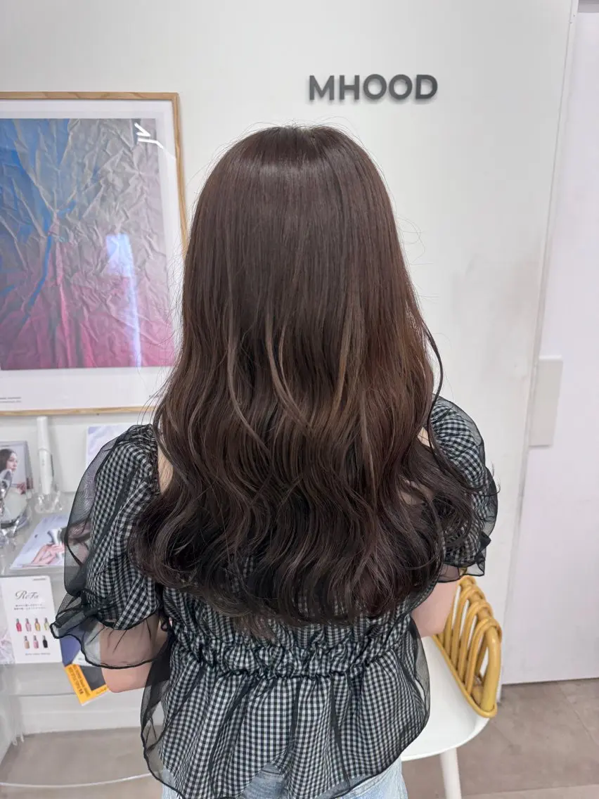 ロング カット ヘアカラー トリートメント 透明感カラー🫧⌇ AO🫐🩵のヘアスタイル