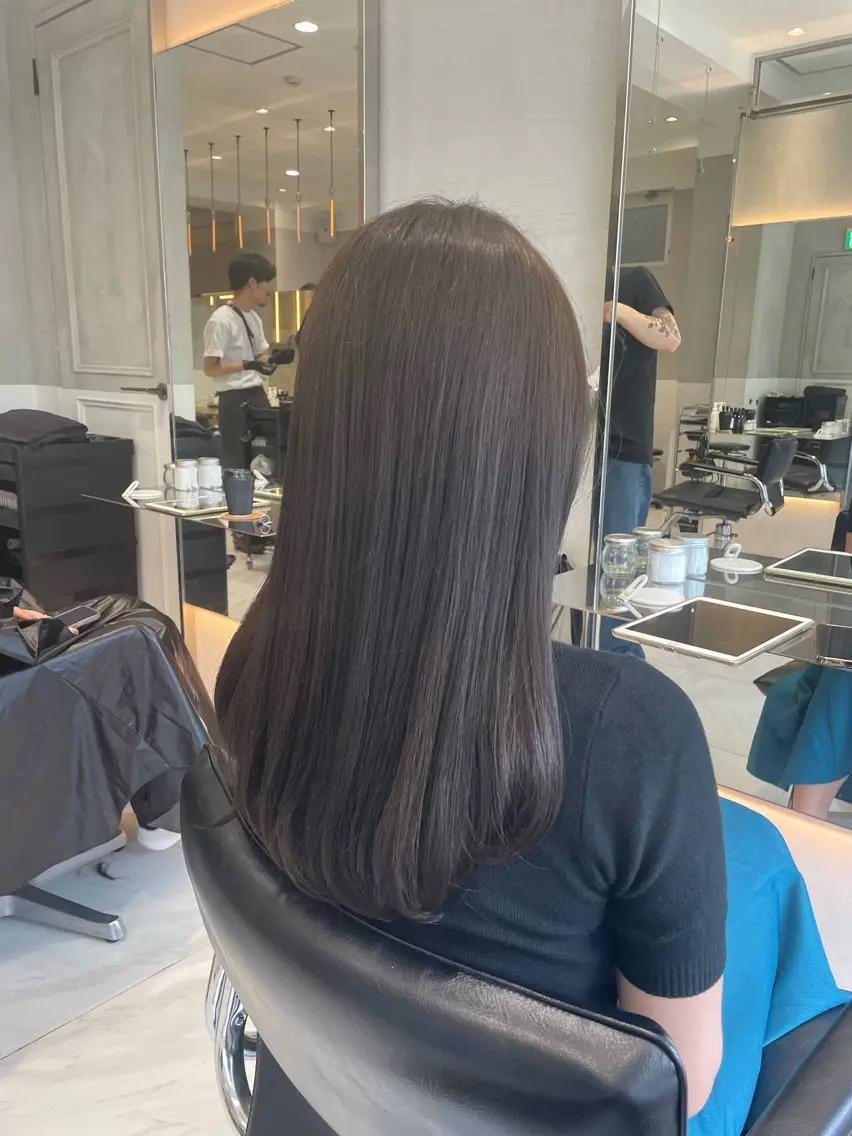 ロング ヘアカラー トリートメント ヘッドスパ ヘアセット オリーブ カラー✨有坂映哉のヘアスタイル