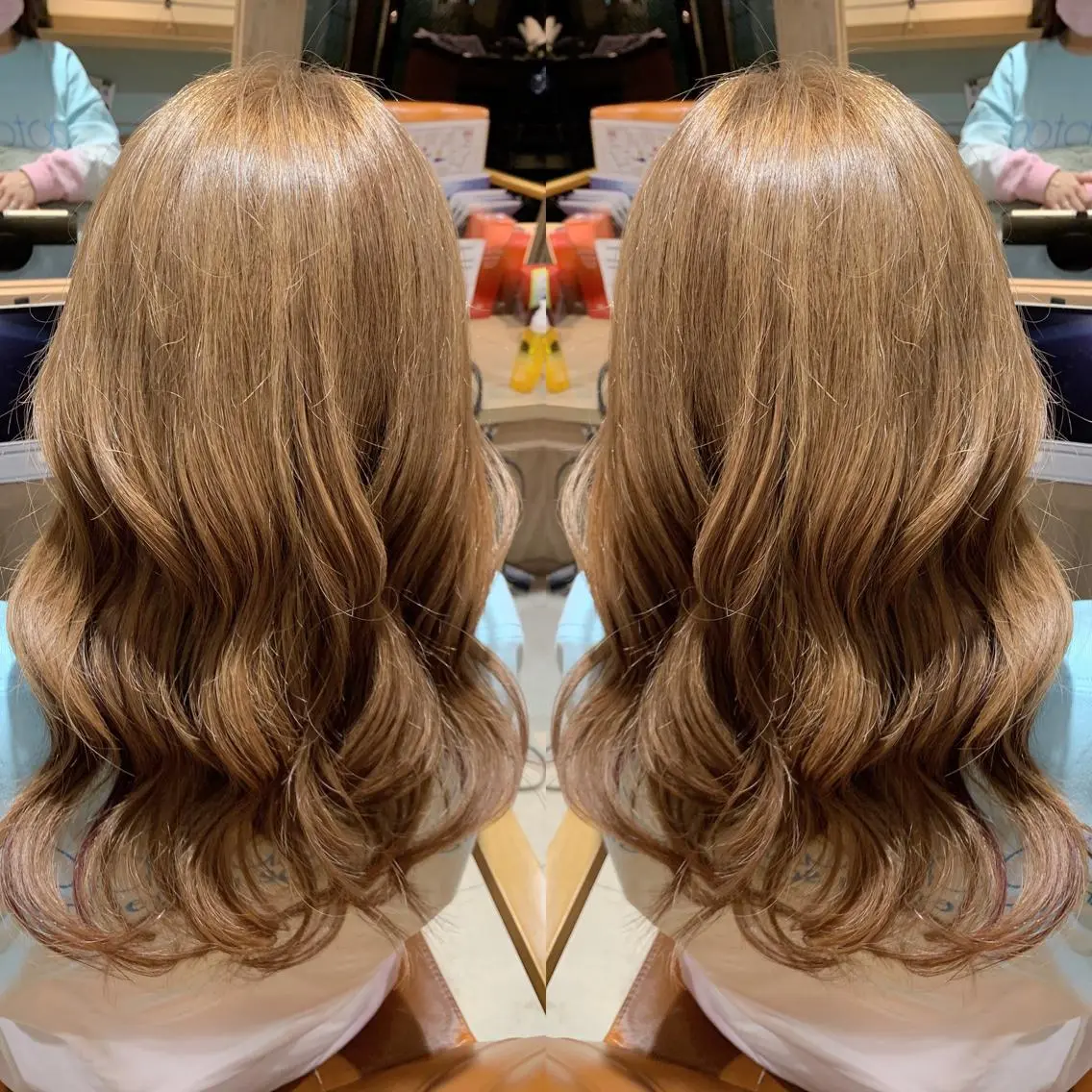セミロング カラー ベージュカラー ミルクティーベージュ 韓国🇰🇷 ✂︎hair 内田愛のヘアスタイル