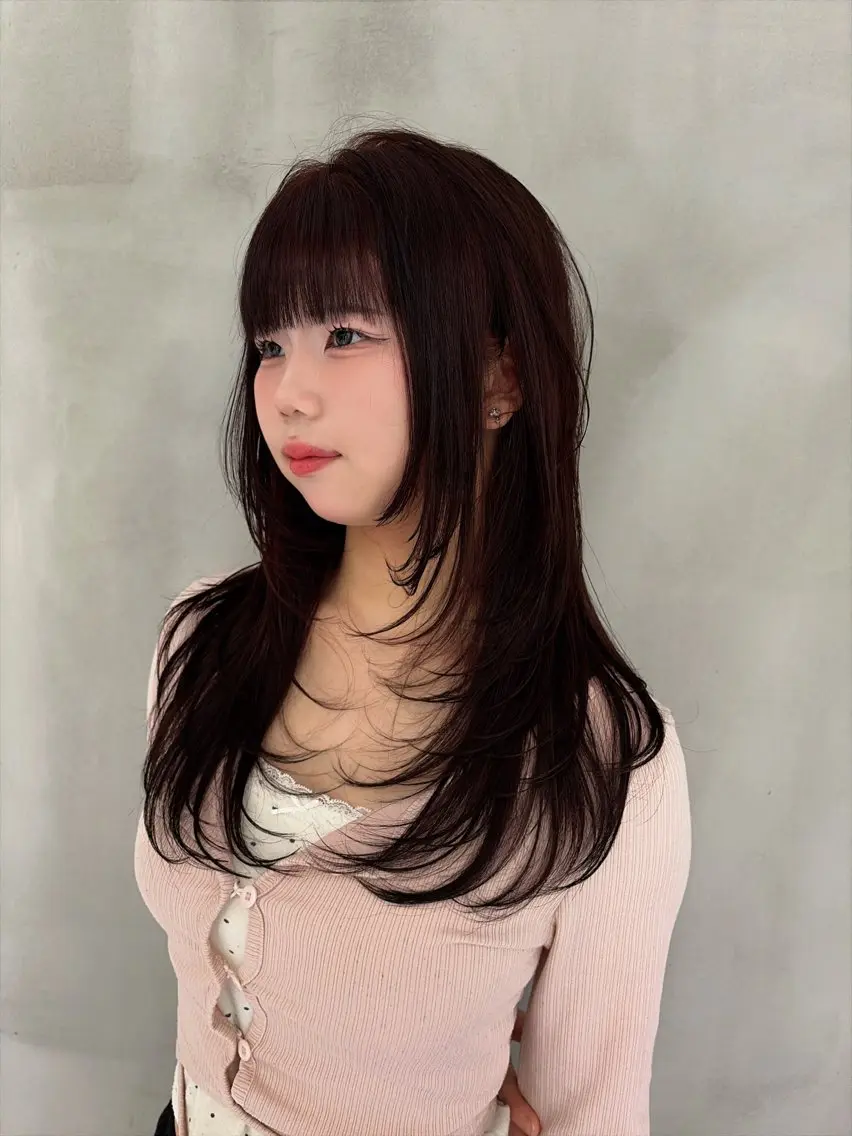 ロング カラー レッドカラー レイヤーカット カット ヘアカラー 🥇KEN /レイヤー/カラーのヘアスタイル