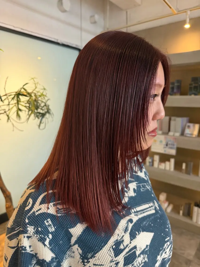 ミディアム 🍒暖色カラー🔥 栗俣嵐のヘアスタイル