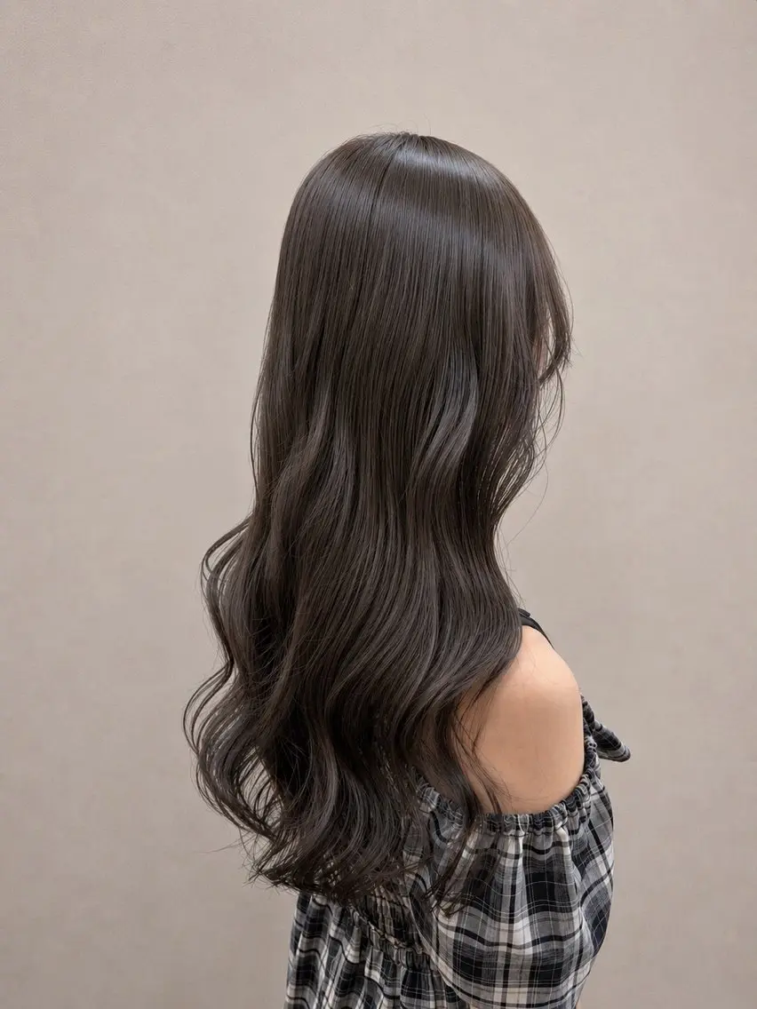 ロング アイスグレージュ カット ヘアカラー トリートメント 西山 琴音のヘアスタイル