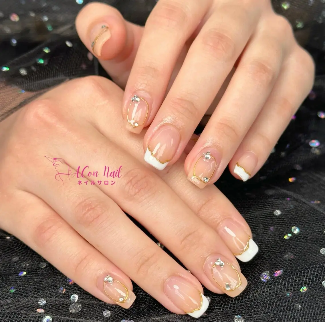 ネイル 桜ネイル 長さ出し フラワーネイル ジェルネイル マグネットネイル ハンドネイル ACon NailSalonのネイルデザイン