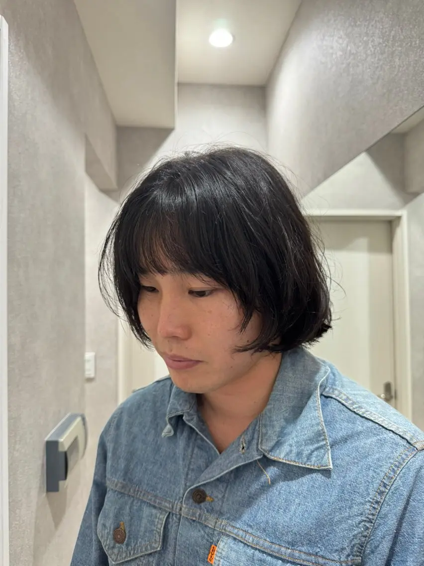 ミディアム カット パーマ トリートメント 遠藤雄人/メンズ ボブウルフのヘアスタイル
