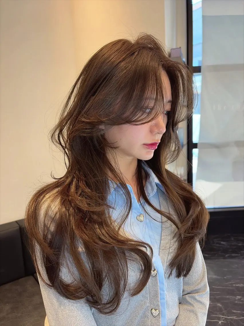 ロング カット ヘアカラー トリートメント 海野翔吾🇨🇳 ワンホンレイヤーのヘアスタイル