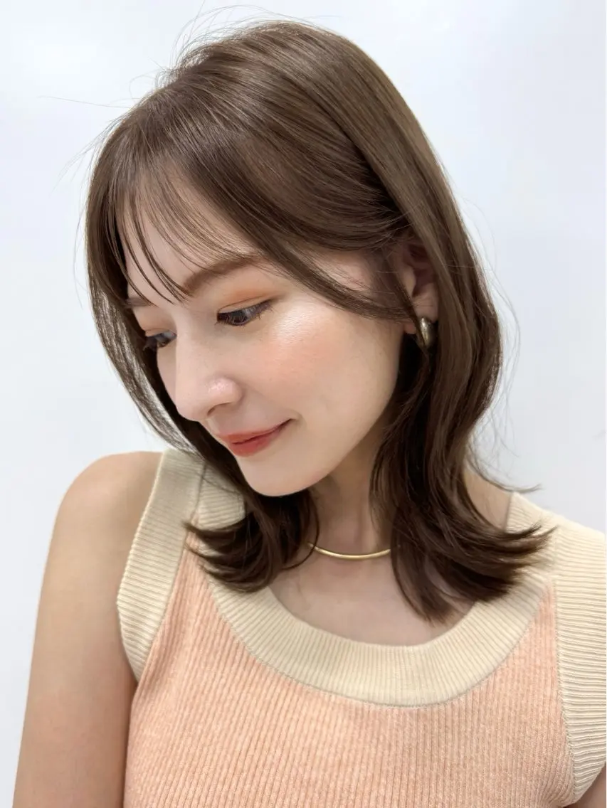 ミディアム カット ヘアカラー トリートメント 艶髪/レイヤー/ 垢抜け🩵/MARIのヘアスタイル