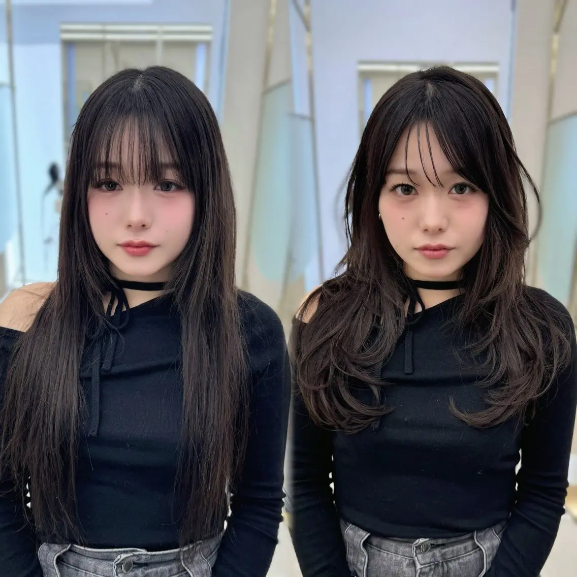 セミロング カラー カット ヘアカラー トリートメント COA GINZA 空也/前髪/顔まわりのヘアスタイル