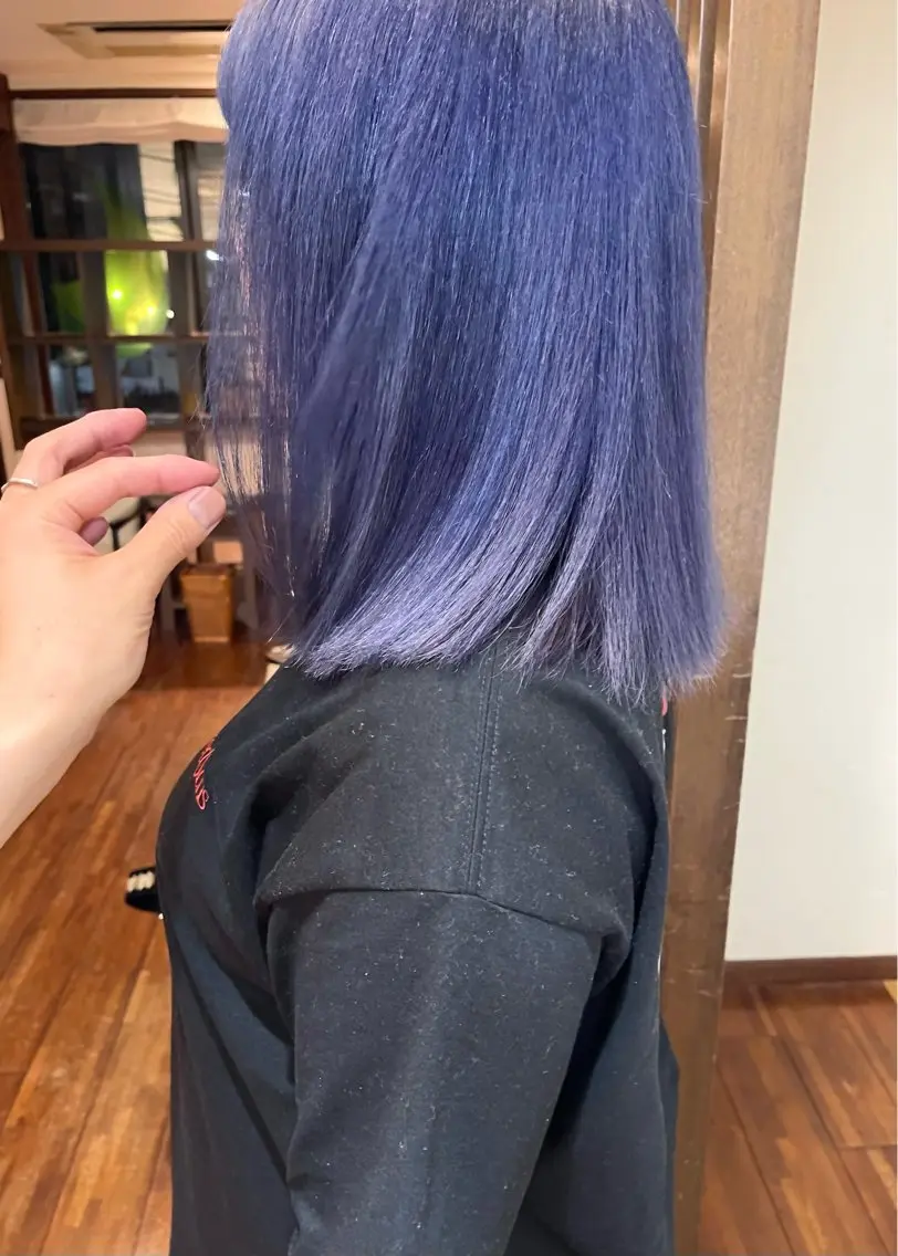 ミディアム カラー ブルーカラー ラベンダーカラー シルバー ヘアカラー トリートメント 田室 和幸のヘアスタイル