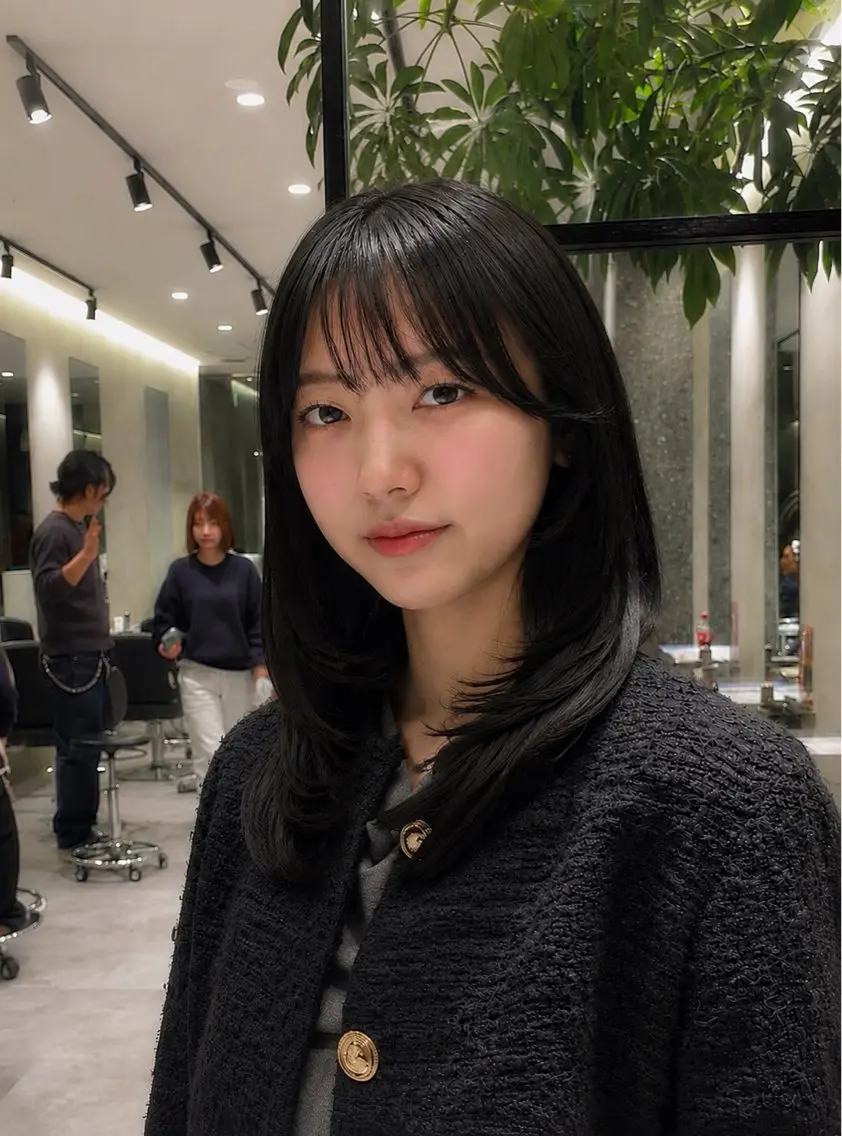 ロング カット ヘアカラー トリートメント 神戸レイヤーカット 顔周り／骨格診断のヘアスタイル