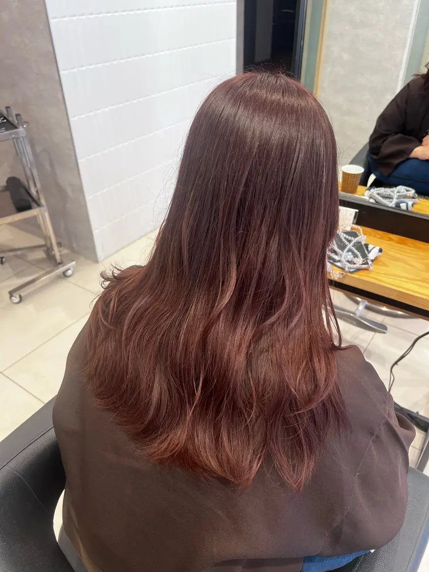 ロング カラー ブリーチ ブリーチなしカラー レッドカラー ヘアカラー 🍑とたに ももか🍑のヘアスタイル