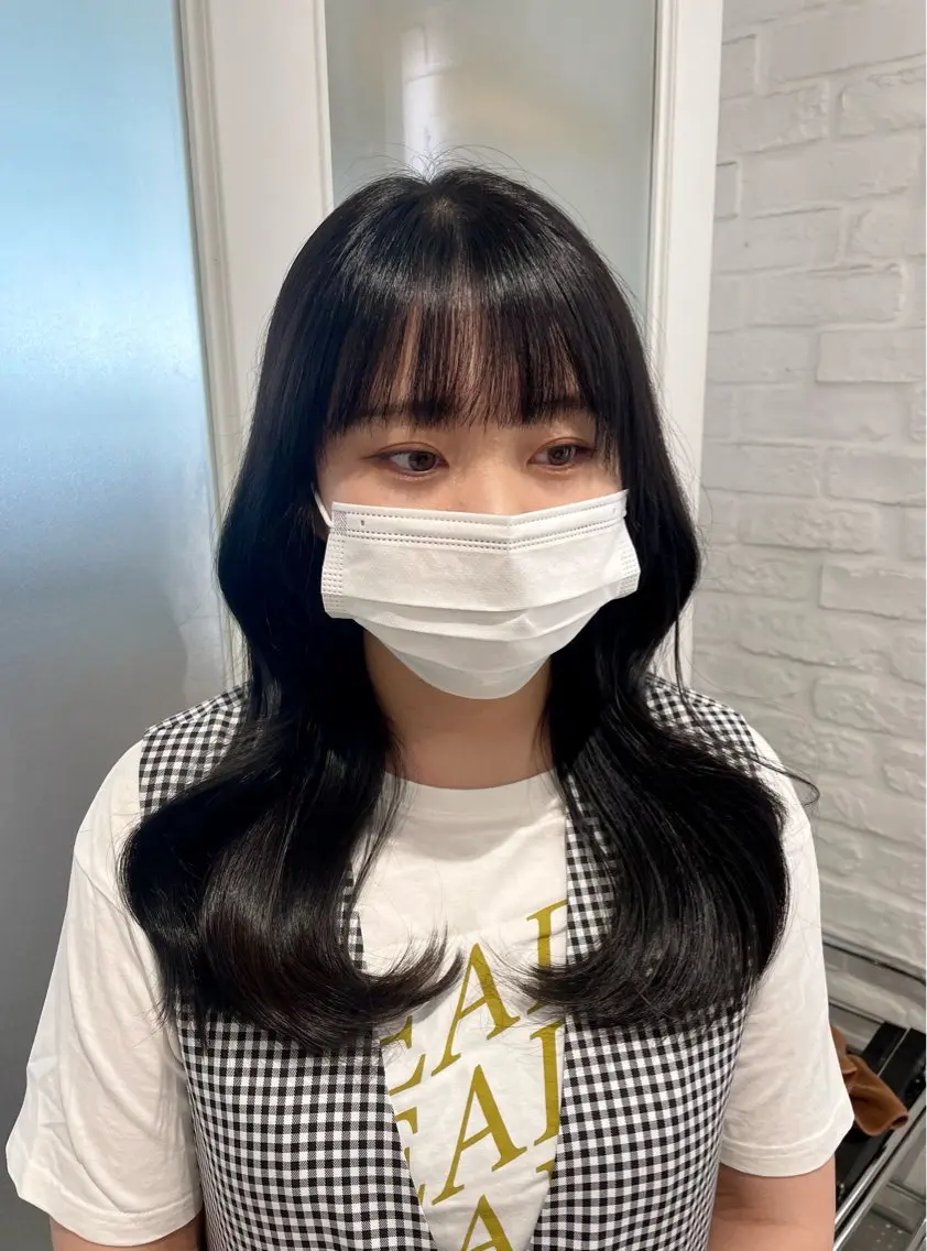 ロング 顔まわりレイヤー 姫カット 韓国風ヘア レイヤーカット ロング 🧸SAKI🎀 韓国レイヤーのヘアスタイル