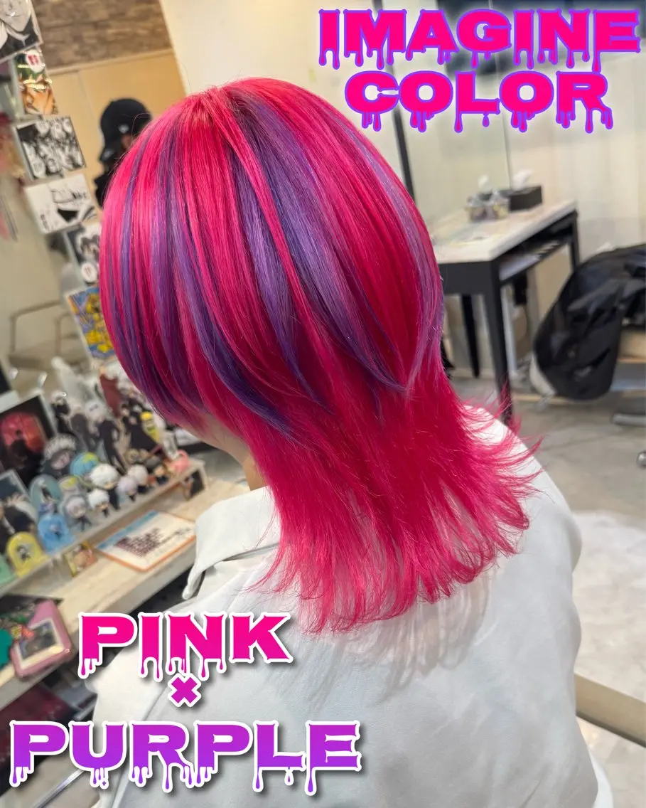 ミディアム ウルフカット ヘアカラー トリートメント 派手髪/ハイトーン/ エクステ✨ユウキのヘアスタイル