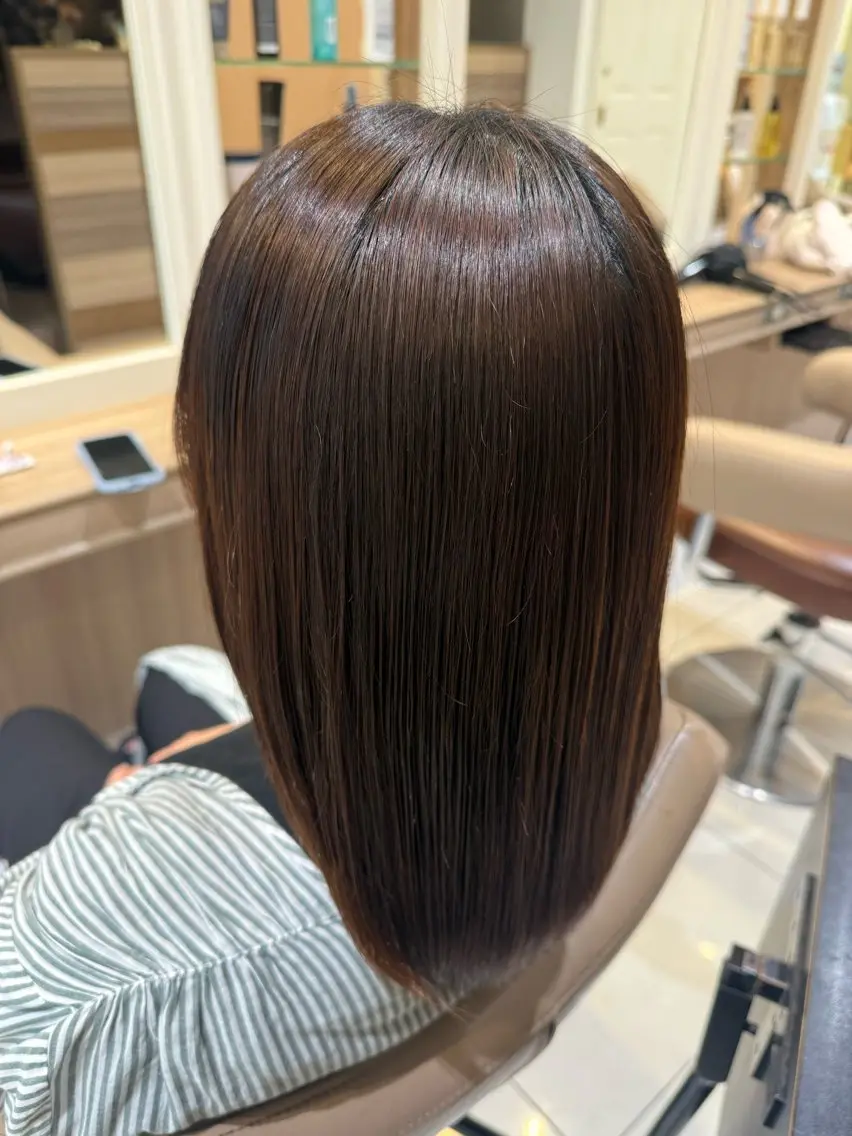 ミディアム パーマ カット 縮毛矯正 トリートメント 韓国ヘアメイク🎀/ 縮毛矯正✨山本媛香のヘアスタイル