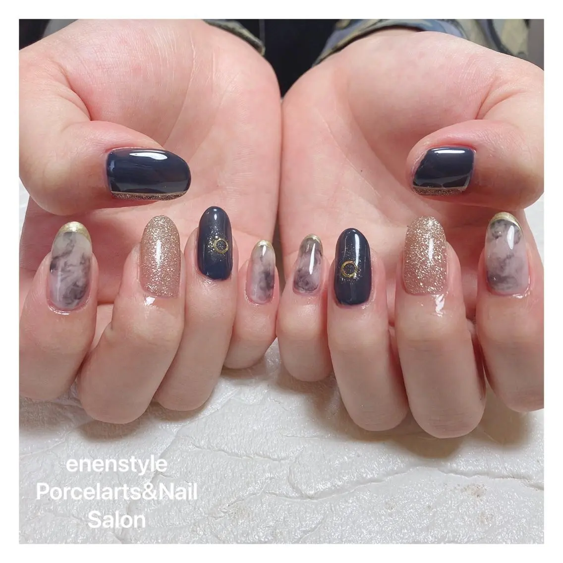 ミディアム ネイル 🐾enen style 🐾のネイルデザイン