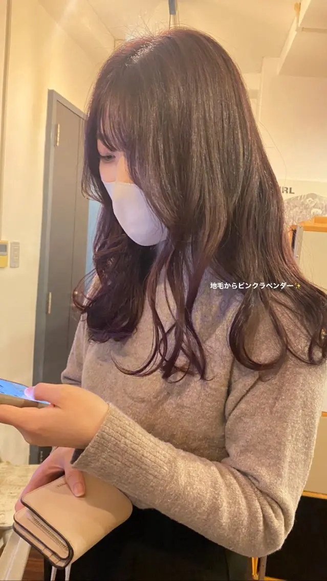 セミロング カラー ラベンダーカラー ラベンダーピンク ピンクカラー ダメージレスサロン✨ kayo🌱のヘアスタイル
