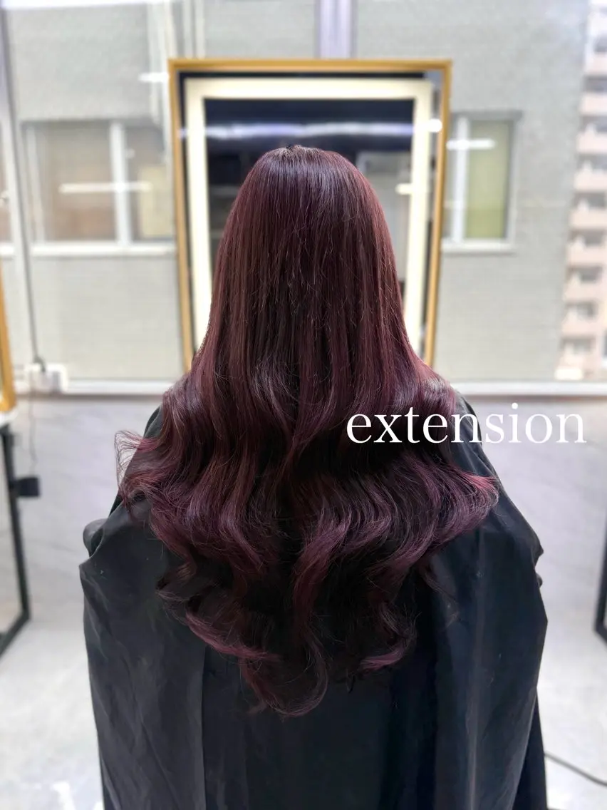 ロング カラー ボルドーカラー エクステ ヘアカラー エクステ エクステ🩵ブリーチ 韓国ヘア🩵KAEのヘアスタイル