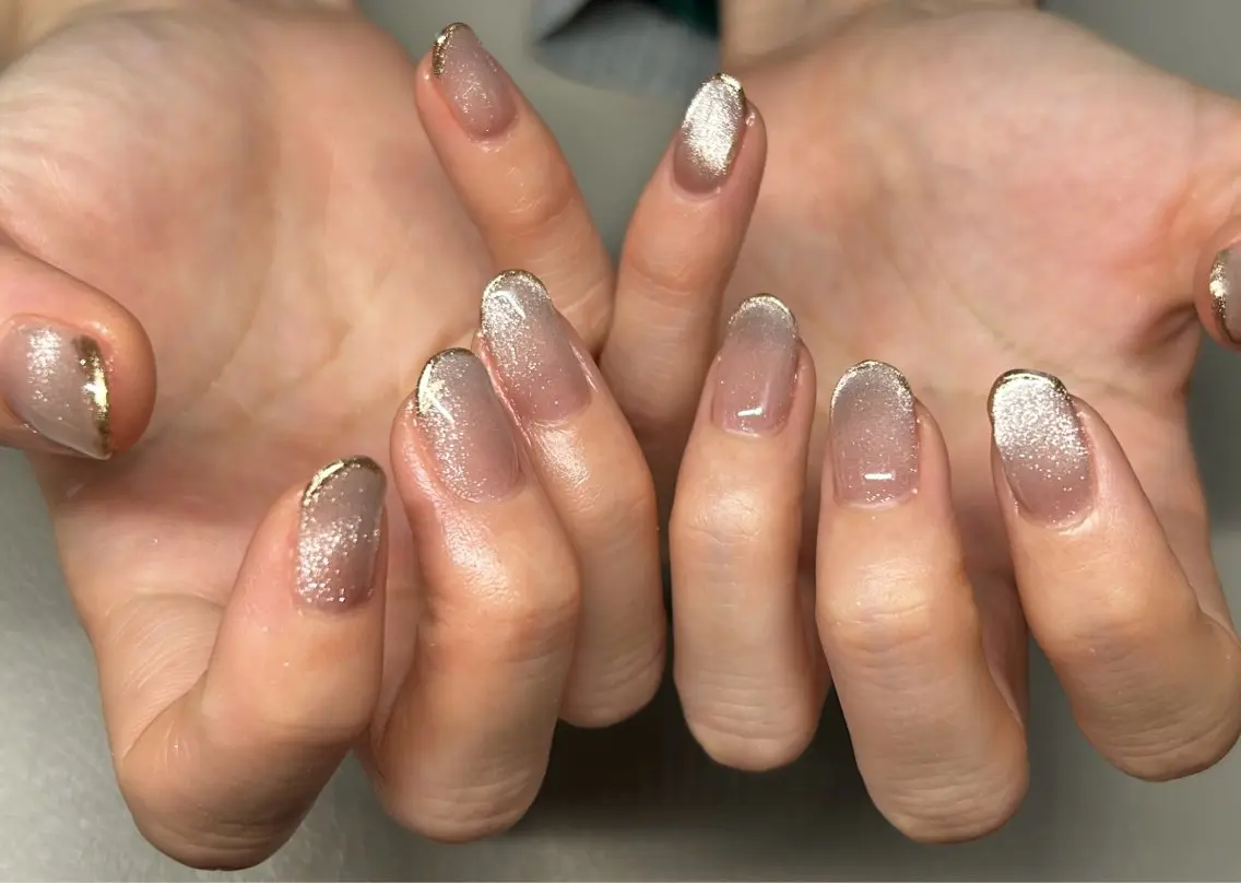 ネイル フレンチネイル マグネットネイル マグネットフレンチ amo_nail 岡山市南区自宅ネイルのネイルデザイン