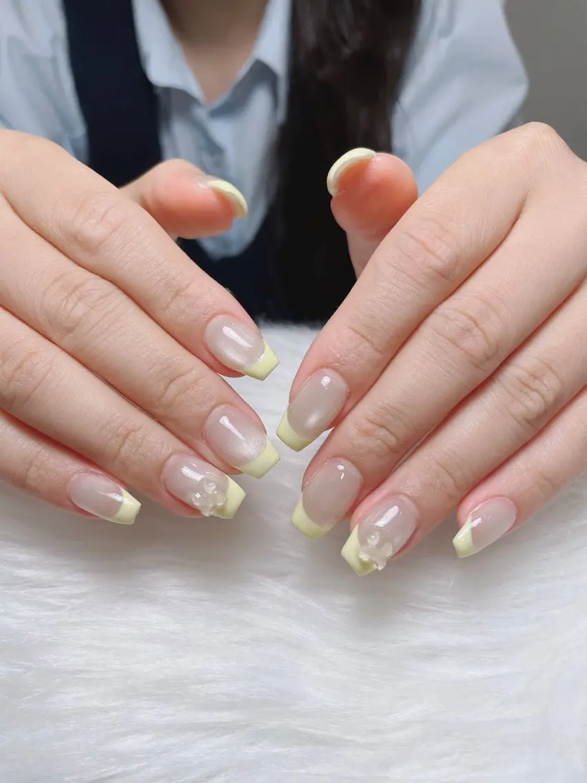 ネイル ガーリー ハート 韓国ネイル ニュアンスネイル リボン Sora nail 長さ出し専門店のネイルデザイン