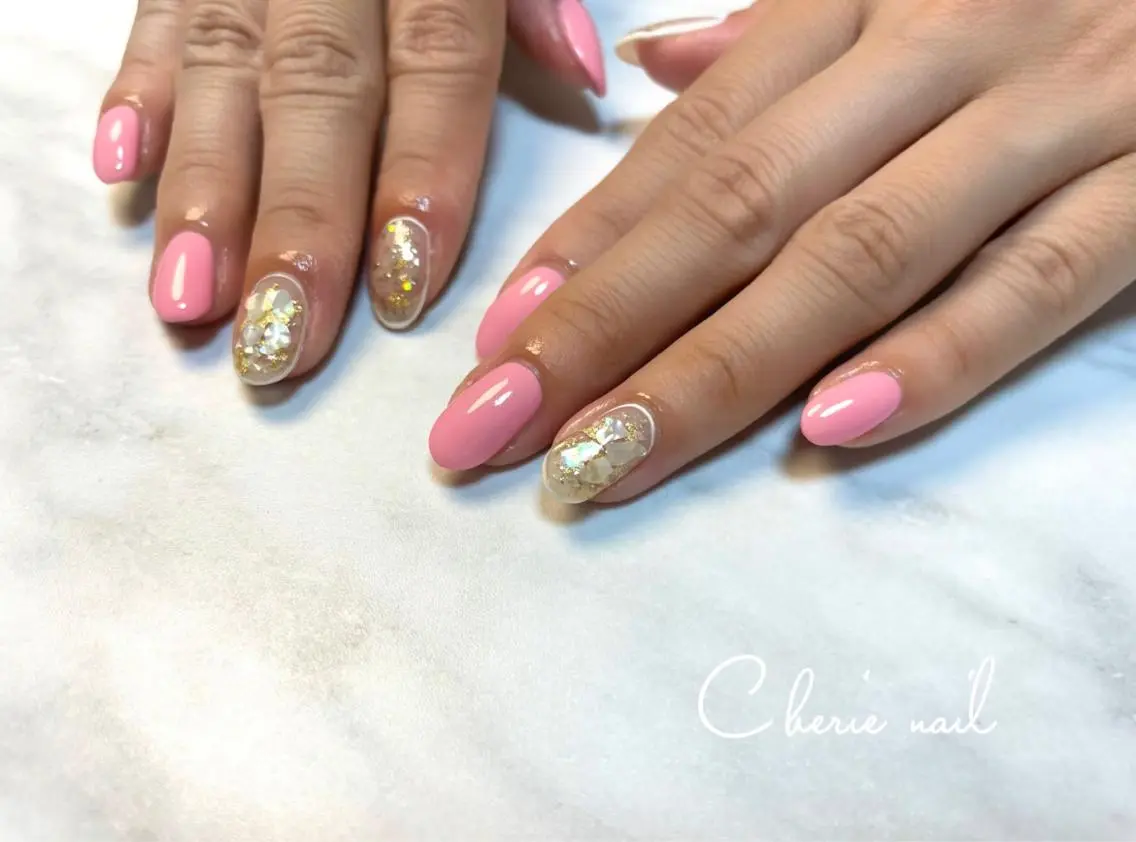 ネイル ピンク ハンドネイル Cherienail yunaのネイルデザイン