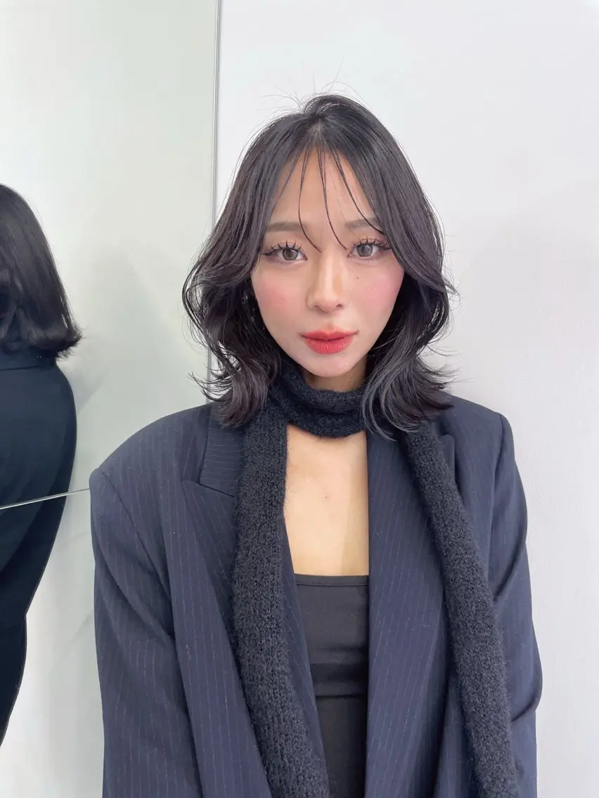 ロング カラー カット ヘアカラー トリートメント レイヤー/髪質改善 縮毛/ハッシュカットのヘアスタイル