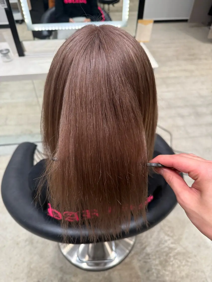 ミディアム カラー ヘアアレンジ ヘアカラー トリートメント みっちー/縮毛矯正/ 艶カラーのヘアスタイル