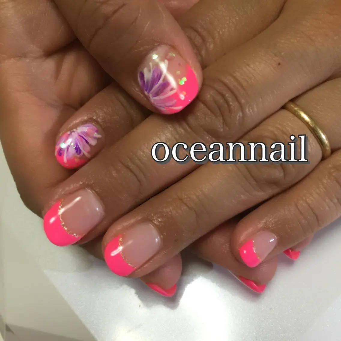 ネイル フレンチネイル ピンク プライベートサロン oceannailのネイルデザイン