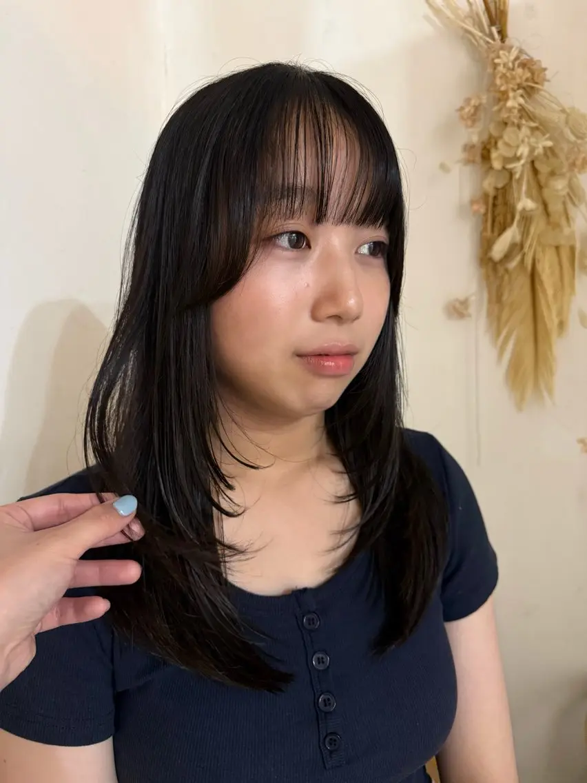 セミロング 顔周りカット レイヤーカット 似合わせカット 小顔カット カット kisaki/ 透明感/お洒落見えのヘアスタイル