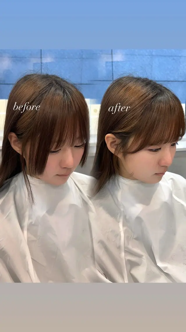 カット ♡iku♡ブラウン カラー顔周りカットのヘアスタイル