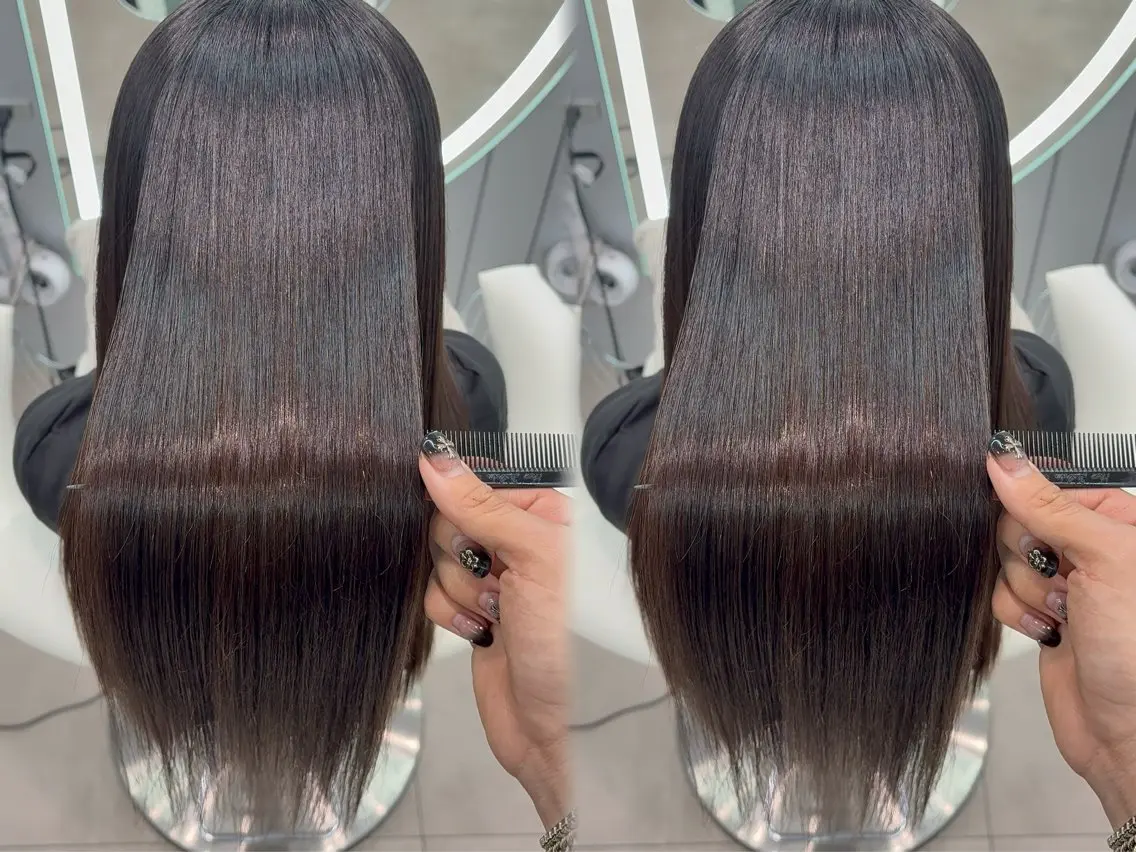 ロング ヘアアレンジ アッシュ ボブ くびれヘア 顔まわりレイヤー 顔周りカット 縮毛矯正 トリートメント ヘアセット 大宮縮毛矯正🩵 レイヤー 佐藤和のヘアスタイル