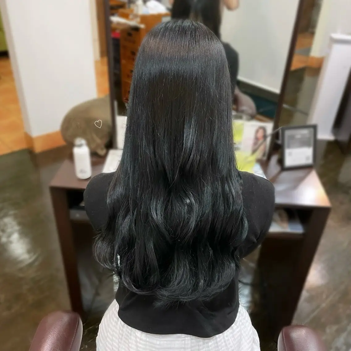 ロング カラー 黒髪 ブルーカラー ブルーブラック ヘアカラー nana ♡のヘアスタイル
