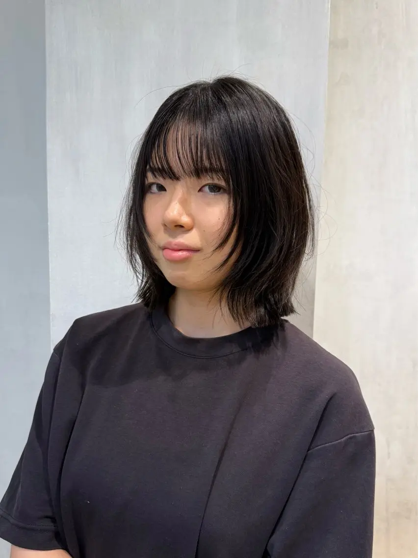 セミロング ボブ 顔周りカット レイヤーカット shuto/ 本山/ショートモデルのヘアスタイル