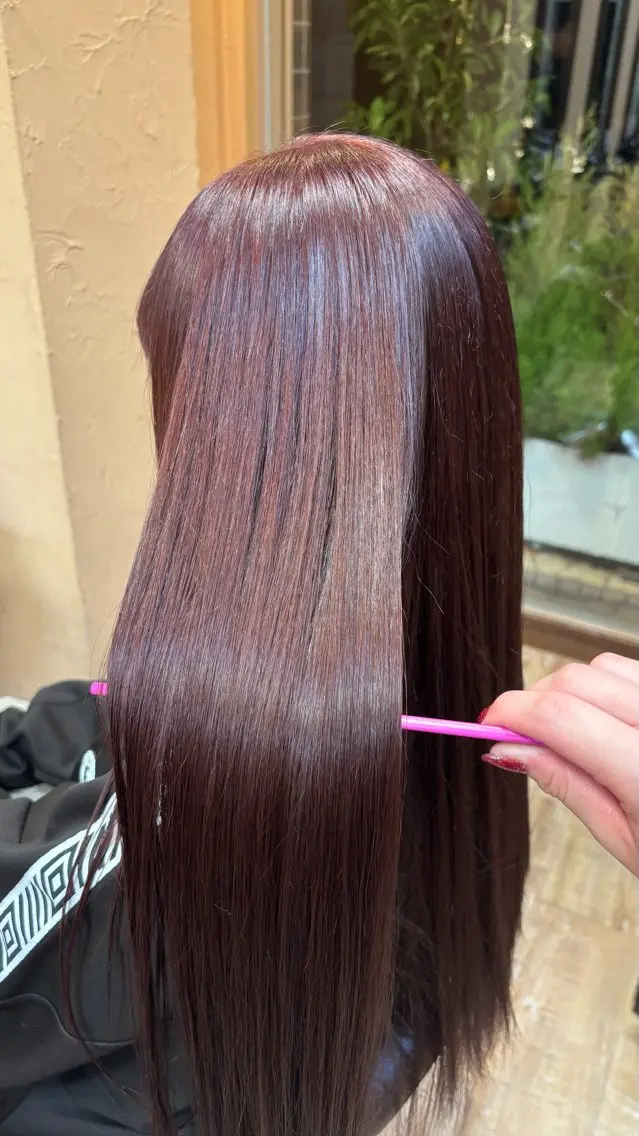 ロング カラー カシス ダブルカラー レッドカラー ヘアカラー トリートメント ブリーチカラー🎀 Himariのヘアスタイル
