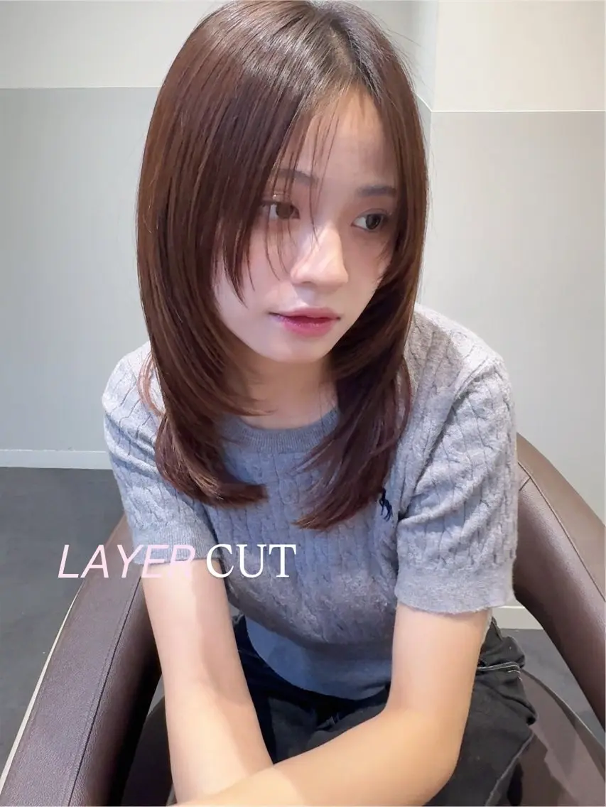 ミディアム カラー 透明感カラー レイヤーカット 小顔カット 🪞美髪レイヤー特化 🪞青木のヘアスタイル