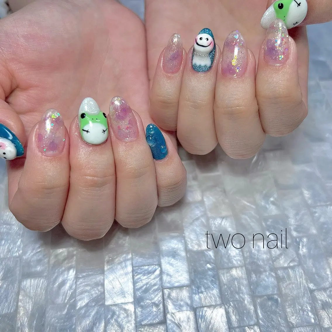 ネイル アートネイル ネイルチップ ホワイト ハンドネイル two nailのネイルデザイン