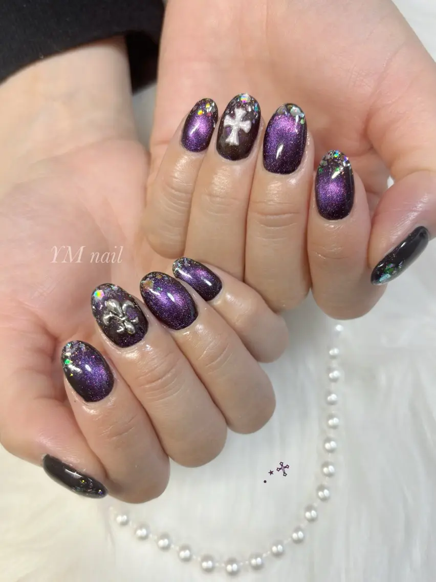 ネイル キラキラネイル マグネットネイル ハンドネイル YM nailのネイルデザイン